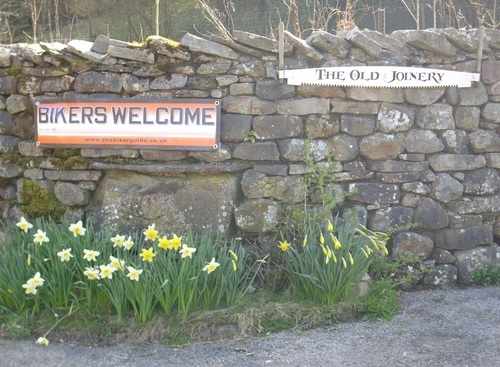 BIKERS WELCOME banners @ The Old Joinery, Motorcycle Friendly B&B, Garsdale